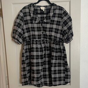 Harper Black and White Plaid Casual Dress